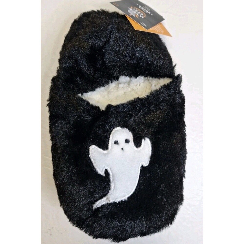Hyde and Eek Slipper Socks Grippers 1 Pair, Size M/L(8-10) Black w/ Ghost NEW